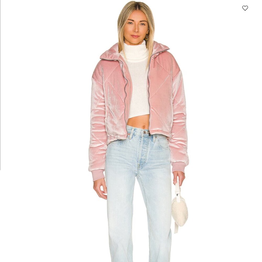 REVOLVE Pink Velvet Puffer Jacket